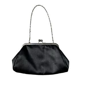 Unforgettable Moments by Lela Rose Black Satin Clutch on Chain